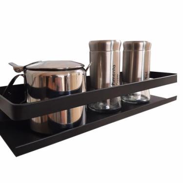 Imagem de Prateleira Utensílios Cozinha Temperos Preto Fosco 30cm - BeloLar, Pre
