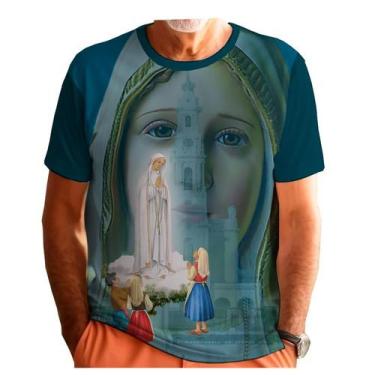 Imagem de Camiseta Unissex Nossa Senhora De Fatima Azul Petroleo - FC Moda Crist