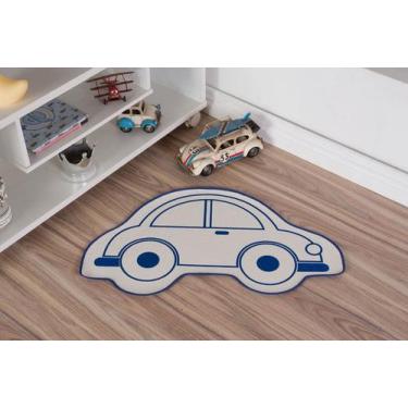 Imagem de Tapete Infantil Natural Formato de Carro Azul 48X79CM - FASTLAR
