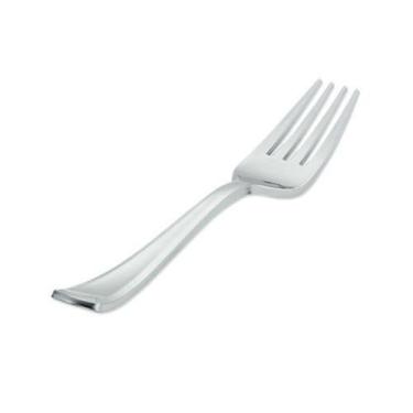 Imagem de Garfo Refeição Descartável Premium Tipo Inox 10 Unidades - Silver plas