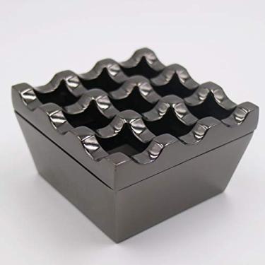 Imagem de Cinzeiros de metal para cigarros e charutos Cinzeiro à prova de vento para uso em casa, hotel, jardim e mesa, 1 peça (preto pistola, pequeno - 9 furos)