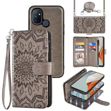 Imagem de Capa de telefone para OnePlus Nord N100 carteira com zíper magnética destacável com protetor de tela alça transversal alça flip compartimento para cartão One Plus N 100 4G 1 Plus 1 plus One+ 1+ 100N