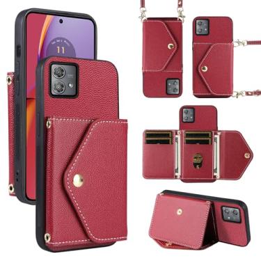 Imagem de Dibosom Capa carteira minimalista para Motorola Moto G84 5G com alça de ombro, 6 compartimentos para cartões, fina e fina, suporte para cartão de crédito de couro PU, acessórios para celular G 84 2023