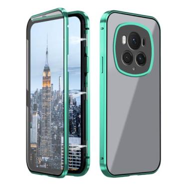 Imagem de Compatível com Honor Magic 6 Pro, capa protetora de vidro dupla face, preta, capa para celular Honor Magic 6 Pro, adsorção magnética, à prova de choque, capa fina de luxo (verde)