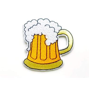Imagem de TH Beer Glass Party Happy Beer Beber Cute Cartoon Logo Applique Bordado Costurado em Ferro no Patch para Mochilas Jeans Jaquetas Roupas Fantasia