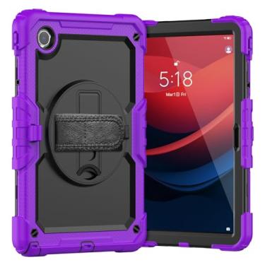 Imagem de Capa de proteção à prova de quedas com suporte e alça de rotação de 360° [suporte de caneta] e capa protetora de tela para tablet Lenovo Tab M10 Plus 3ª geração (TB-125F/128F) 10,6 polegadas (roxa)