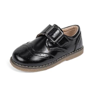 Imagem de ohsofy Mocassins femininos Penny Casual Infantil Meninas Uniforme Escolar Oxford Conforto Sola Antiderrapante Laço Gancho Vestido de Festa de Casamento Sapatos (Bebê/Criança Pequena), B - preto, 21