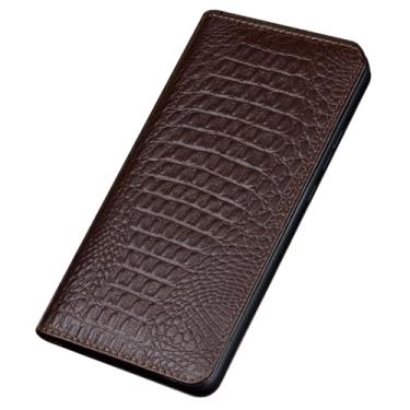 Imagem de POYUFRG Capa luxuosa para Honor Magic 7 Pro/7, capa magnética fina de couro genuíno com estampa de crocodilo, capa flip com suporte, marrom, 7 Pro