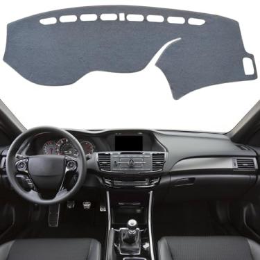 Imagem de KEYOOG Capa de painel de painel compatível com Ho-nda Accord 2017-2013 (sem modelos HUD), tapete de painel de carro, tapete antirreflexo, protetor solar antiderrapante (cinza)