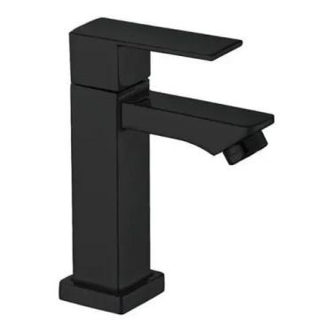 Imagem de Torneira Banheiro Lavabo preta Pia Luxo Quadrada ¼ De Volta - Renove D