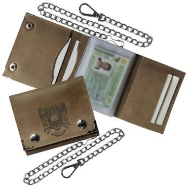 Imagem de Carteira Motoqueiro Couro 66-R Personalizada Raffai Couros, Whisky ret