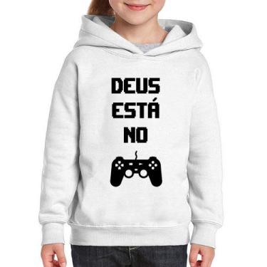 Imagem de Moletom Infantil Deus está no controle - Foca na Moda, Branco, 12
