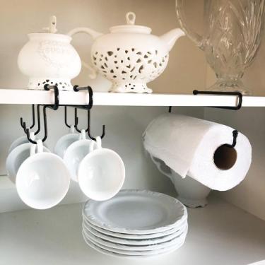 Imagem de Organizador Cozinha 2 peças Prateleira Armário Suspenso Aço - Shop Mai