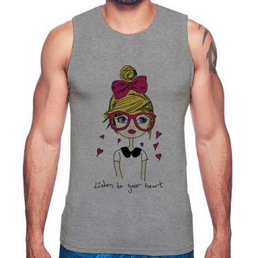 Imagem de Regata Listen to your heart - Foca na Moda, Cinza, G