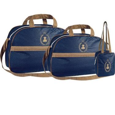 Imagem de Conjunto de Bolsas Maternidade Basic Marinho com Marrom 3 Peças - Tali
