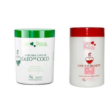 Imagem de Love Potion Máscara Capilar Óleo de Coco 1kg e Love Tox Brunette 1kg R