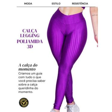 Imagem de 2 Calça Legging 3D Poliamida Básico Cintura Alta Grossa Fitness Academ