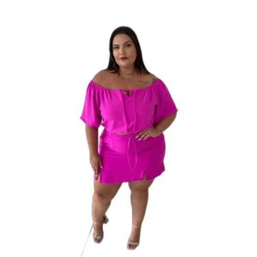 Imagem de Conjunto Plus Sizes Feminino Short Saia e Cropped (Veste do 48 ao 52) 