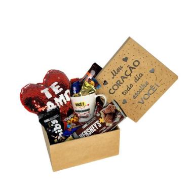 Imagem de Cesta Presente Caixa em MDF Chocolates e Mimos Datas Especiais - Caixa