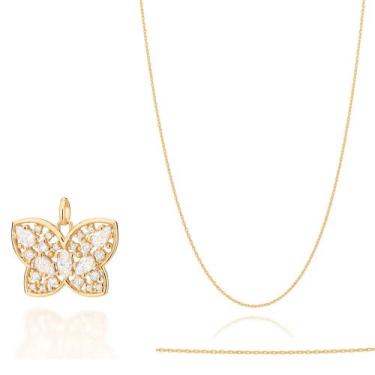 Imagem de Presente Feminino Colar Feminino + Pingente Borboleta Rommanel Banhado