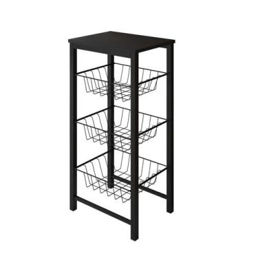 Imagem de Fruteira de Chão Cozinha Montada Aço Preto Tampo Preto Roma - Império 