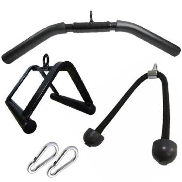 Imagem de Kit 3 Barras Puxadores Triceps Pulley Curvo Corda Triângulo - FamaFit 