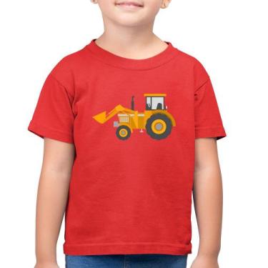 Imagem de Camiseta Algodão Infantil Trator Pá Carregadeira Amarelo - Foca na Mod