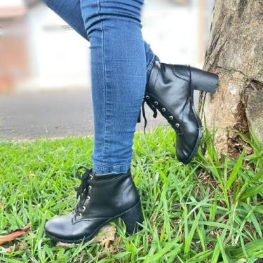 Imagem de Bota Feminina Coturno Sola Tratorada Com Saltinho Cano Médio - Mena In
