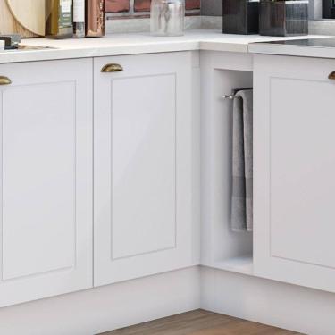 Imagem de Balcão Canto Reto com Tampo 1 Porta Emily Espresso Móveis Branco HP/Calcare