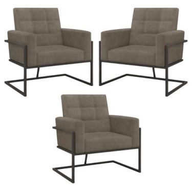 Imagem de kit 3 Poltronas Base de metal para Manicure Sala de Estar Decorativa C