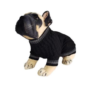 Imagem de Roupinha Pet Katlen Tricot Canetran Listra Gola, Preto, XGG