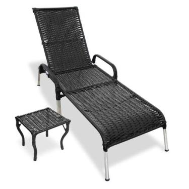 Imagem de Kit 1 Espreguiçadeira Reclinável para Piscina Madrid com Mesa de Centr