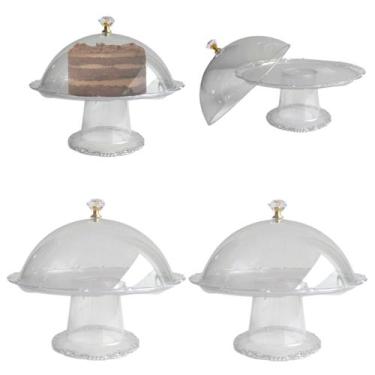 Imagem de 2 Pratos Bandeja Para Bolo e Doces Boleira Com Tampa - Inter