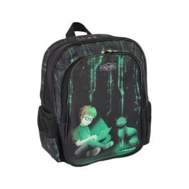 Imagem de Mochila Masculina Infantil LS Erínys Preto Com Verde Alec 2 Divisões -
