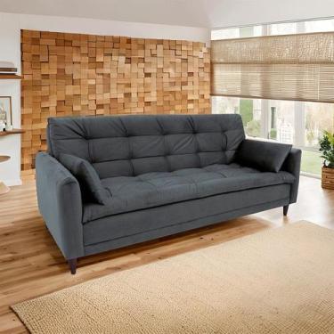Imagem de Sofá-Cama Casal 3 Lugares Hattie Suede Grafite - Mobly