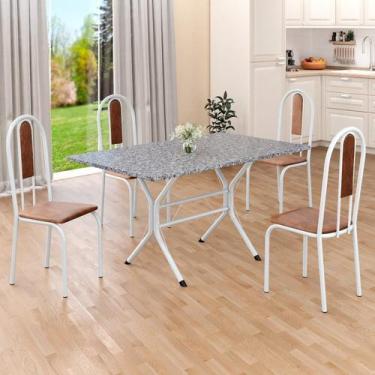 Imagem de Conjunto Sala de Jantar Mesa Retangular 120x75cm Tampo Granito Ocre 4 