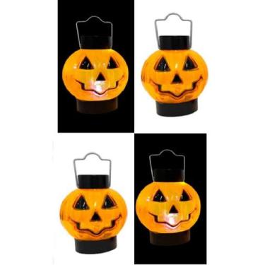 Imagem de Kit C/ 4 Mini Lampião Abobora Led Decoração Halloween Festas - CM Pres
