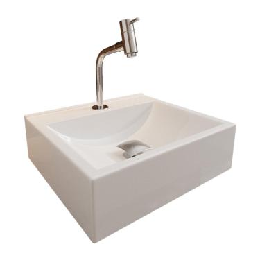 Imagem de Cuba Pia Roma com Torneira DL05 e Valvula Click Inox Branco Brilho