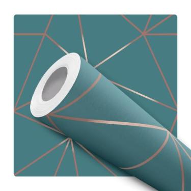 Imagem de Papel De Parede Vinílico Geométrico Turquesa Rose Sala Quarto 12m - DE