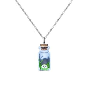 Imagem de TACBSP Colar de fantasma para mulheres e homens, colar de fantasma em uma garrafa, colar Adote um Fantasma, Halloween, minúsculo que brilha no escuro e assustador, joias divertidas de Halloween para