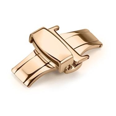Imagem de Fivela de aço inoxidável iStrap com fecho dobrável em ouro preto prata ouro rosa fecho de pulseira de relógio cor e largura (10 mm, 12 mm, 14 mm, 16 mm, 18 mm, 20 mm 22 mm), Rose-Gold, 20mm
