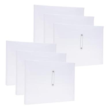 Imagem de Envelopes de plástico poli tamanho carta A4 com fecho de botão e cordão, pastas de arquivo transparentes de expansão de 3,5 cm, organizador de documentos com carregamento lateral para casa, escola e