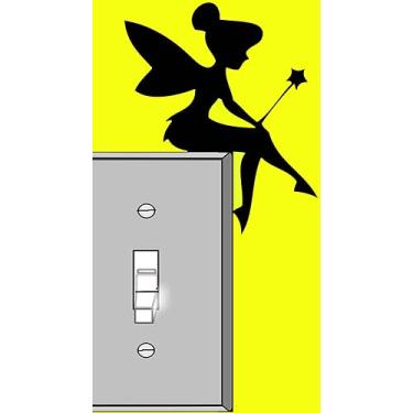 Imagem de H-TRADINGS Light Switch Black Glossy Vinyl Decal Sticker - Tinkerbell Fairy - for Wall, Vehicle, Computer, Home Decor, Fun Nursery Kids Room Décor