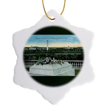 Imagem de 3dRose Enfeite de floco de neve da Tumba do Soldado Desconhecido, reprodução de cartão postal de Arlington Virginia, 7,6 cm