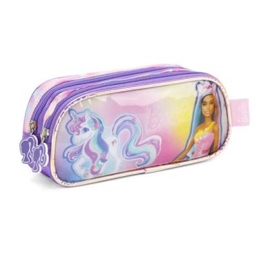 Imagem de Estojo Escolar 2 Compartimentos Barbie Unicornio EI39985 - Maxlog, peç