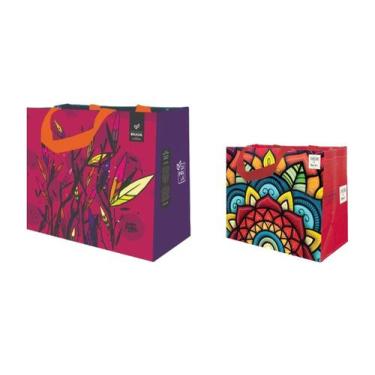 Imagem de Sacolas Ráfia Ecobag Retornável 1 Grande 1 Média Sortido B4U