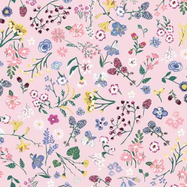Imagem de VEELIKE Papel de parede floral rosa Ditsy Stick and Peel Papel de parede rosa vintage para quarto de meninas berçário 48 cm x 354 cm papel de contato floral rosa autoadesivo para gavetas armários