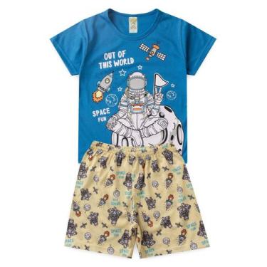 Imagem de Pijama Infantil Masculino Verão Space Fun - Hey Kids - Azul Claro - He