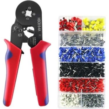 Imagem de Alicate Crimpar Kit 1200 Peças Ferrules Terminais Fio 0.5-10 mm² Prensa Crimpador Ferramenta Profissional Reparo Elétrico Prático Catraca Ajustável Cabo Ergonômico Revestimento