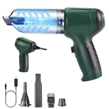 Imagem de Aspirador de Pó Sem Fio Portátil 4 em 1 Multifuncional Recarregável via USB Remove Poeira Pelos Lacra Sacos Soprador de Sucção 19000Pa Motor 120W Infla Colchões Bateria Durável Limpeza de Carro